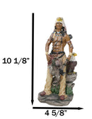 Sky Mountain Indian Tribal Eagle Warrior Chief Holding Axe With Bird Statue