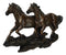 Rustic Western Running Horses On Grasslands Wall Sculpture Relief Figurine 16"L