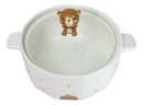 Ceramic Whimsical Honey Bees Bear 30oz Noodle Dessert Food Bowl W/ Glass Lid