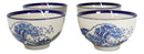 Pack Of 4 Blue Japanese Hokusai Great Wave Design Ceramic Thick Large Rice Bowls