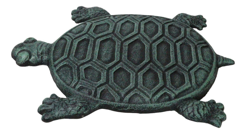 Cast Iron Verdigris Marine Sea Turtle Patterned Shell Garden Stepping Stones