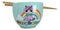 Furrybones Teal Blue Uni Rainbow Unicorn Porcelain Bowl With Chopsticks Set