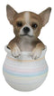 Pet Taco Chihuahua Teacup Puppy Dog Figurine With Glass Eyes Pup In Pot