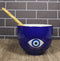 Blue And Gold Wicca Mystic Evil Eye Of Providence Porcelain Bowl With Chopsticks