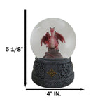 Fantasy Celtic Quadrilateral Knotwork Red Volcano Dragon Water Globe Figurine