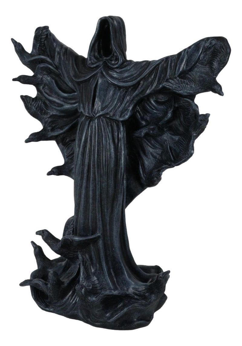 The Dark Lord Boogeyman Black Death Grim Reaper With Raven Crows Figurine