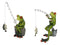 Pack of 2 Favorite Pastime Green Frogs Besties Rod Fishing by The Pond Figurines