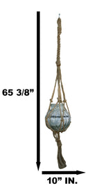 Rustic Farmhouse Woven Jute Rope Macrame Style Hanging Molten Glass Candleholder