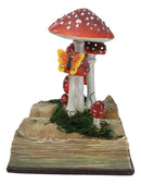 Enchanted Fairy Garden Toadstool Mushrooms Sprouting from Spell Book Figurine