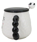 Ceramic Cute Lucky Laughing Panda Bear With Lid And Panda Head Spoon Mug Cup