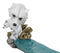 Albino Arctic Snow White Wolf Mother With Baby Pup Incense Burner Figurine