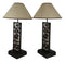 Set of 2 Rustic Western Pinecone On Branches Wood Metal Bedside Table Lamps