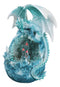 Winter Snow Dragon Resting On Frozen Snow Geode Egg With LED Crystals Figurine