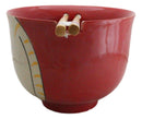 Red Cute Chubby Kitty Cat Ceramic Donburi Ramen Bowl With Chopsticks Set