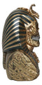 Egyptian Golden King TUT Sarcophagus Mummy Skull with Nemes Bust Figurine