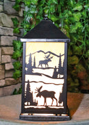 Rustic Deer Moose Scenic Forest Mountains Electric Metal Wall Or Floor Lantern