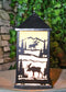 Rustic Deer Moose Scenic Forest Mountains Electric Metal Wall Or Floor Lantern