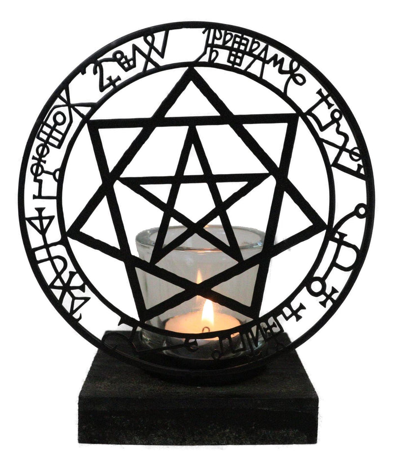 Wicca Occultic Angels and Demons Sacred Mystic Sigils Metal Votive Candle Holder