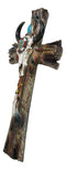 Southwestern Tribal Cow Skull With Arrows Turquoise Gems And Feathers Wall Cross