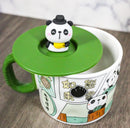 Whimsical Kung Fu Panda Bear Diary Cartoon Ceramic Mug With Silicone Lid