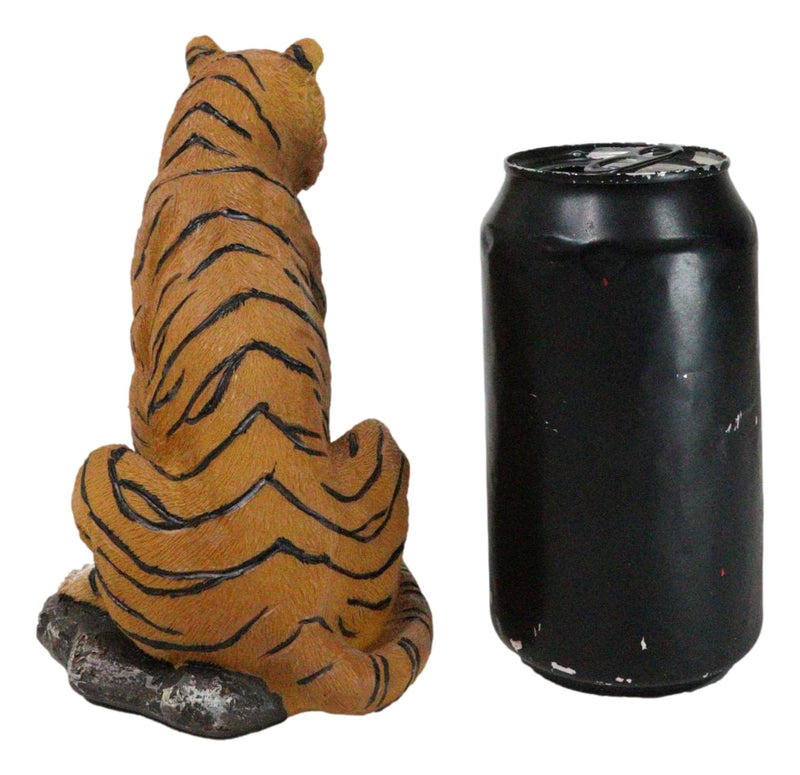 Rainforest Jungle Apex Predator Orange Bengal Tiger Sitting On Rock Figurine