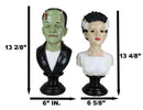 Set Of 2 Victor Frankenstein With Elizabeth Bride Bust Figurines With LED Eyes