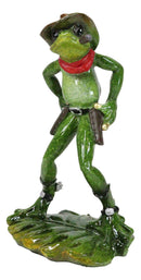 Wild Western Standoff Cowboy Frog With Hat Cigar And 2 Guns On Lilypad Figurine