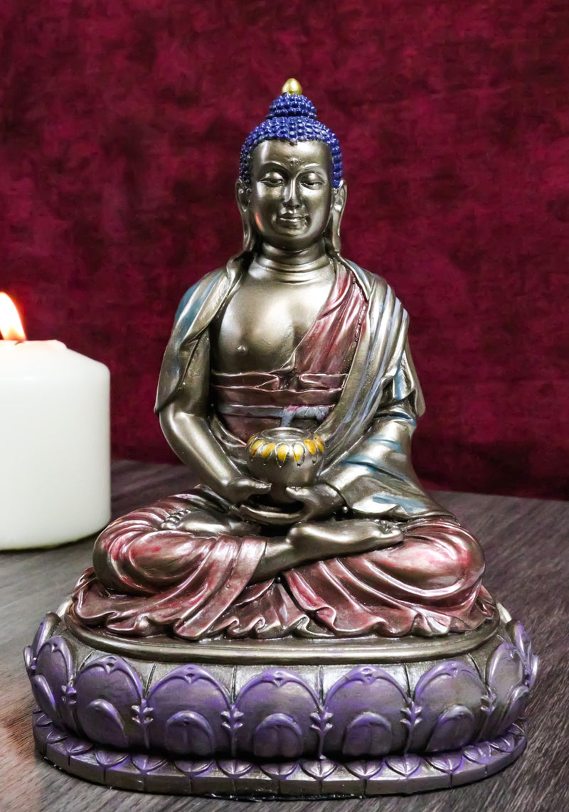 Eastern Enlightenment Meditating Buddha Shakyamuni On Lotus Throne Altar Statue