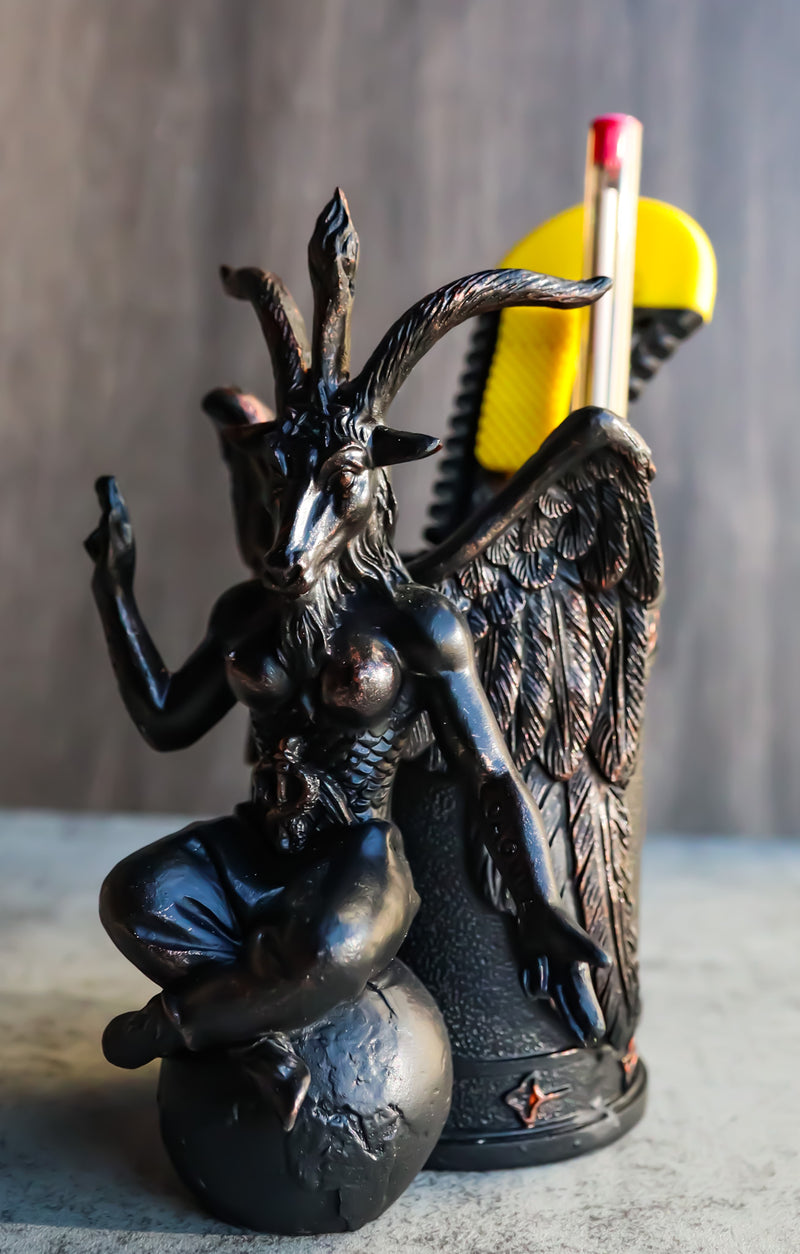 Sabbatic Goat Idol Winged Baphomet With Pentagram Sigil Stationery Pen Holder