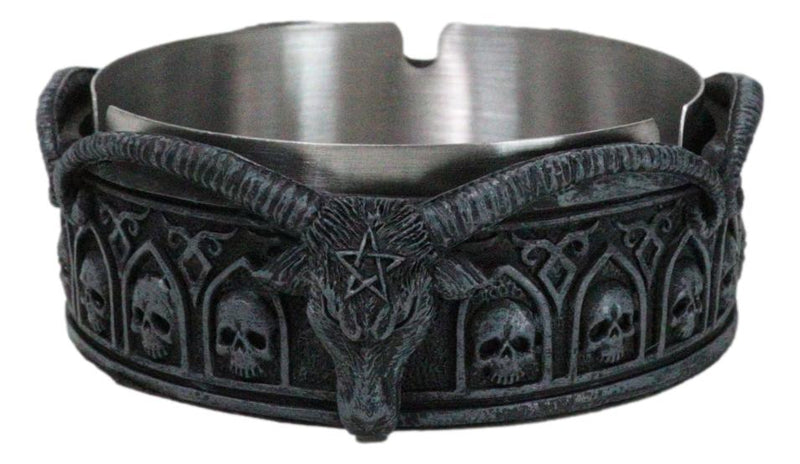 Occultic Pentagram Sabbatic Goat Idol Baphomet Tomb Skulls Cigarette Ashtray