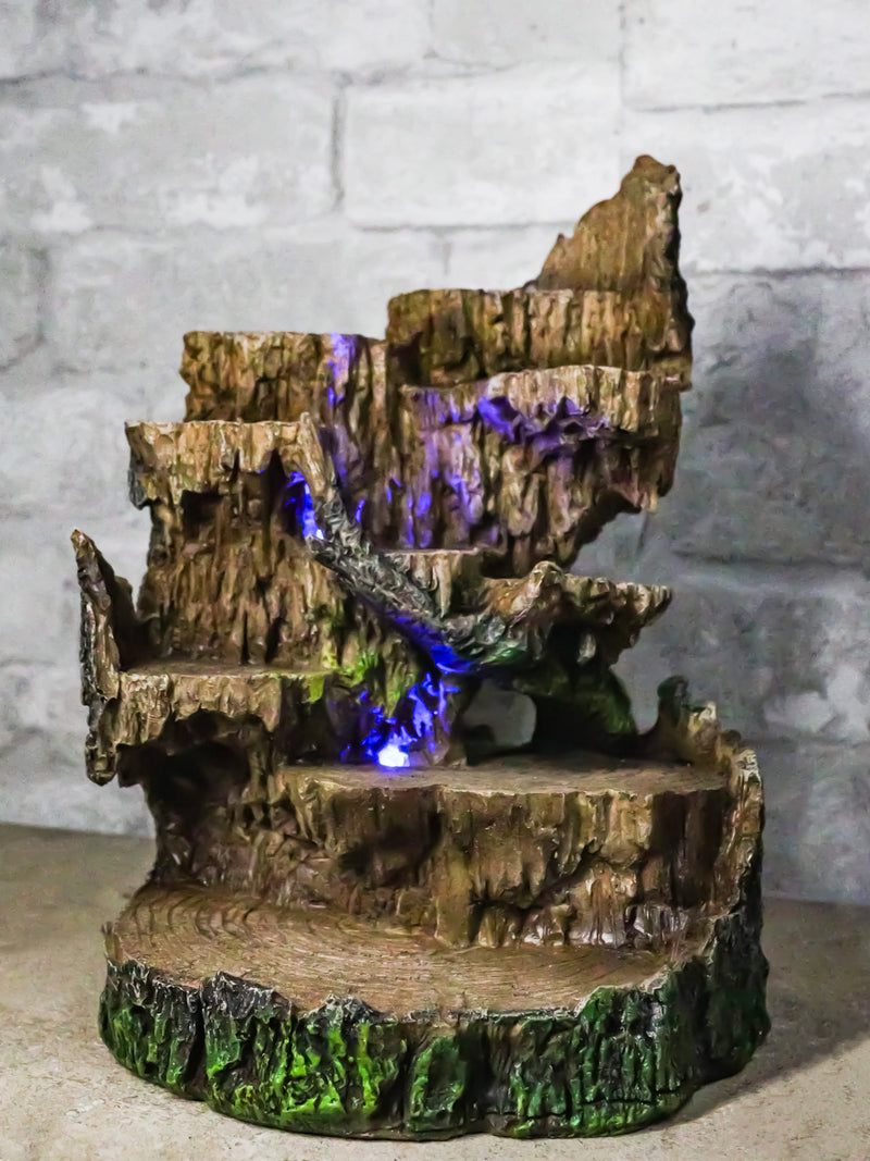 Rustic Forest Tree Steppes Faux Wooden LED Display Stand Figurine For Miniatures