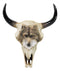 Rustic Western Tribal Buffalo Bull Cow Skull With Gray Wolf Carving Wall Decor