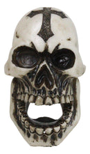 Set Of 2 Gothic Graveyard Evil Grinning Skull With Goth Cross Hand Bottle Opener