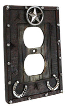 Set Of 2 Rustic Western Star Lucky Horseshoes Double Receptacle Outlet Covers