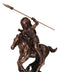 Native Indian Chief Javelin Spear Warrior With War Bonnet Roach On Horse Statue