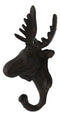 Pack Of 2 Cast Iron Vintage Western Rustic Bull Moose Head Wall Coat Hook Plaque