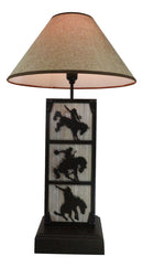 Rustic Western Cowboy Giddy Up Horse Wood And Metal Bedside Desktop Table Lamp