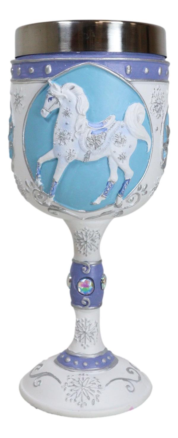 Trail Of Painted Ponies Snow Crystal Pony With Frost Flakes Horse Wine Goblet