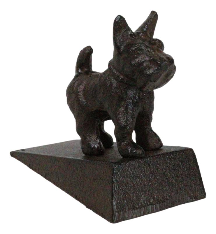 Rustic Cast Iron Whimsical Canine Scottish Terrier Dog Door Stop Stopper Wedge