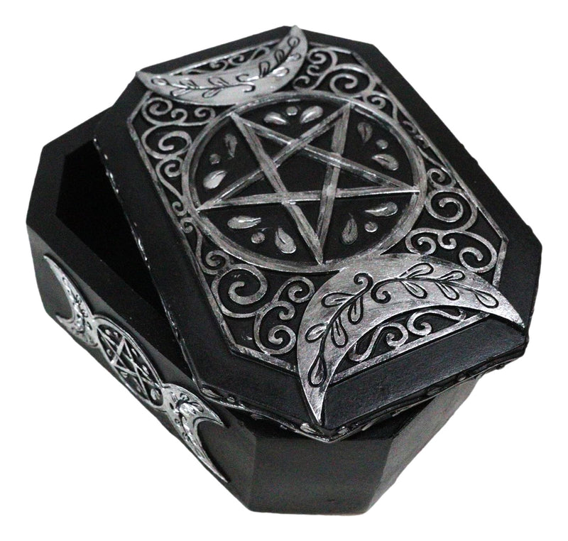 Wiccan Celestial Sacred Crescent Full Moon Triple Moons Decorative Trinket Box