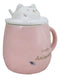 Whimsical Pastel Pink Feline Kitty Cat Cup Mug With Lid And Stirring Spoon