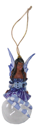 Blue Violet Bubble Rider Fairy Ornament Amy Brown Holiday Collection Accent