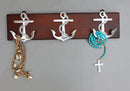 Polished Aluminum Nautical Sailor Ship Anchors On Board Plank 6-Pegs Wall Hook