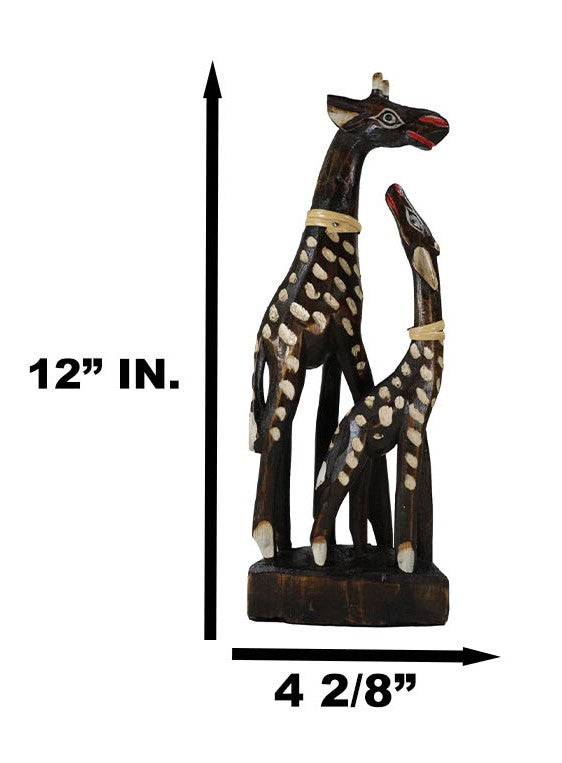 Balikraft Balinese Wood Handicrafts Sulawesi Giraffe With Calf Family Figurine