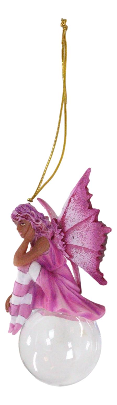 Pink Peony Bubble Rider Fairy Hanging Ornament Amy Brown Holiday Collection