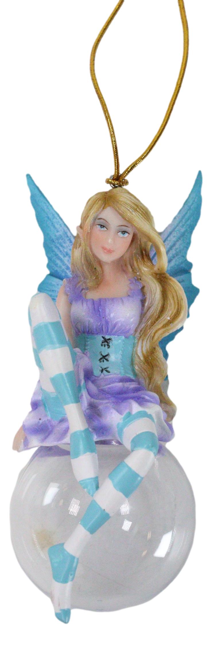 Blue Hyacinth Bubble Rider Fairy Hanging Ornament Amy Brown Holiday Collection