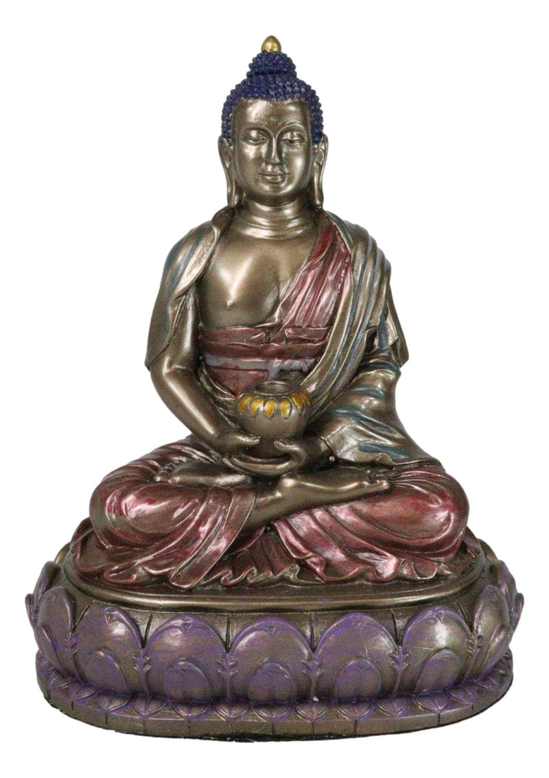 Eastern Enlightenment Meditating Buddha Shakyamuni On Lotus Throne Altar Statue