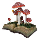 Enchanted Fairy Garden Toadstool Mushrooms Sprouting from Spell Book Figurine