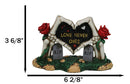 Red Roses Love Never Dies Skeleton Hand Heart Tombstones Cake Topper Figurine