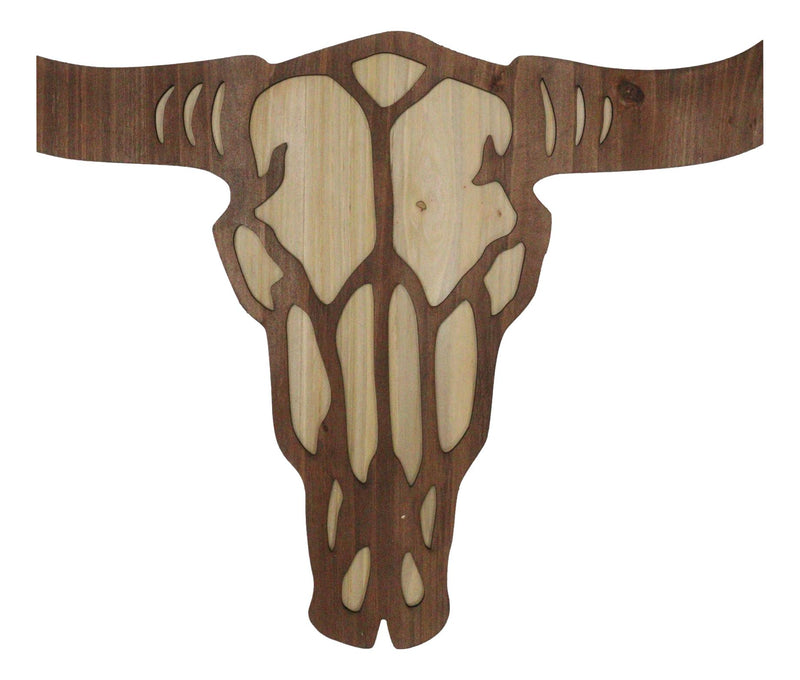 Rustic Western MDF Wood Longhorn Cow Skull Cutout Wall Decor Plaque 29.25"L